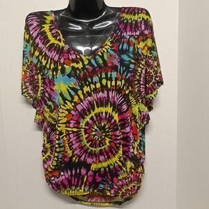 Love J Colorful Tie-Dye Short Sleeve Top